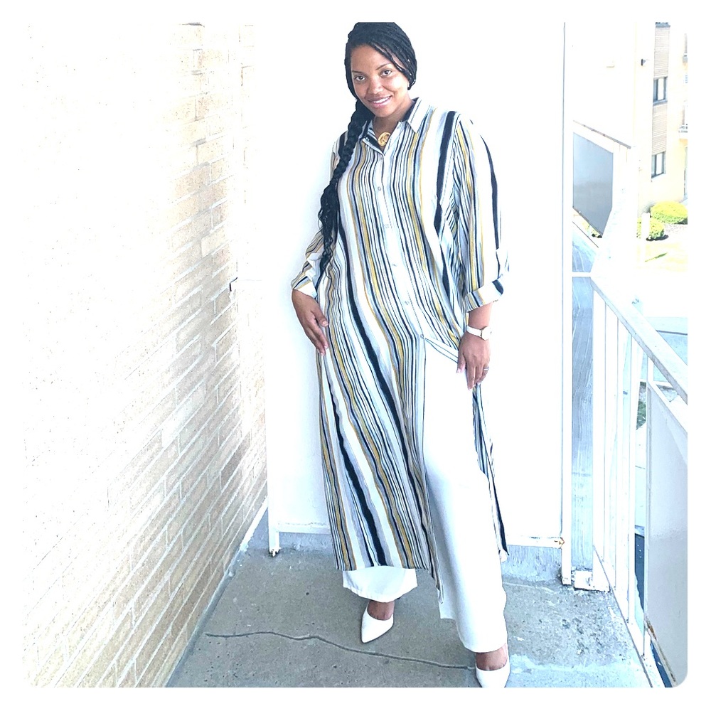 Ankle-length, collared Blouse-dress.